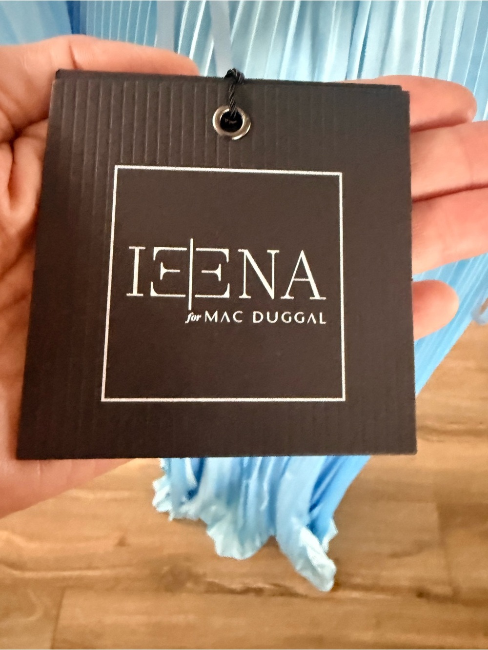 🦋$598 NWT Mac Duggal Ice Blue Pleated Satin Dress, Size 2🦋 - Picture 6 of 10